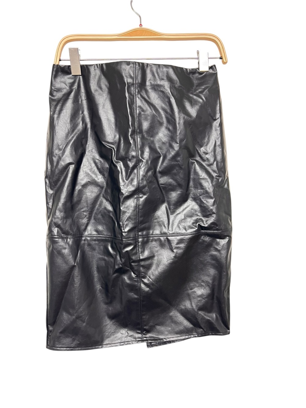 New Lulus She’s Irresistible Black Vegan Leather Pencil Midi Skirt‎